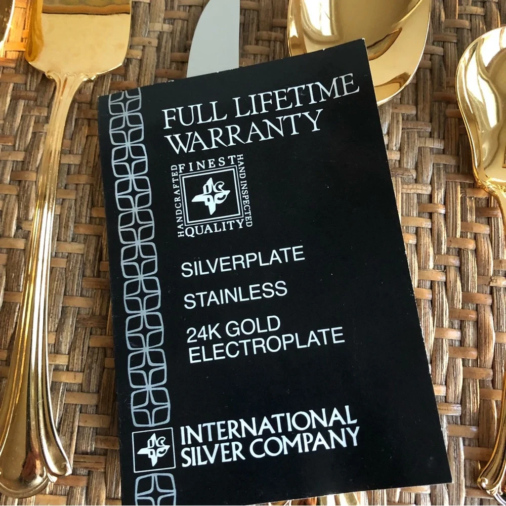 Six Serving Pieces Lyon Int'l Gold Resplendence Electroplated -  Stainle…